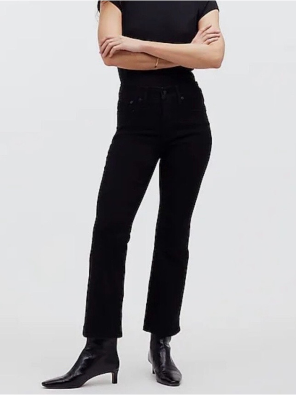 Madewell Mid Rise Kick Out Jeans Black Size 32 Cropped Straight hem